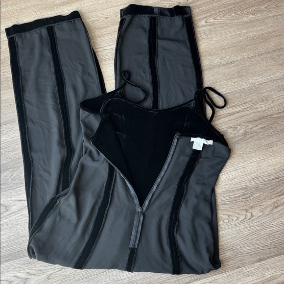 Vintage 90s Tweeds Silk Black Velvet Wide Leg Jumpsuit Jumper - Picture 15 of 15